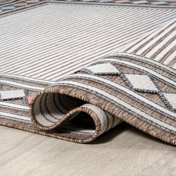 Sebastian High-low Modern Diamond Border Indoor/Outdoor Area Rug